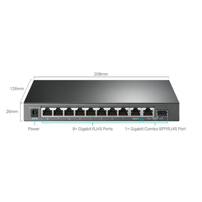 TP-Link Network Gigabit Desktop Switch TL-SG1210MPE 10-Port Gigabit Easy Smart Switch with 8-Port PoE+