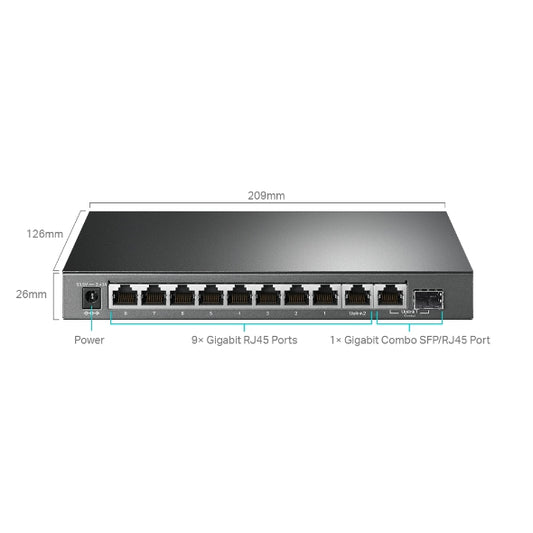 TP-Link Network Gigabit Desktop Switch TL-SG1210MPE 10-Port Gigabit Easy Smart Switch with 8-Port PoE+