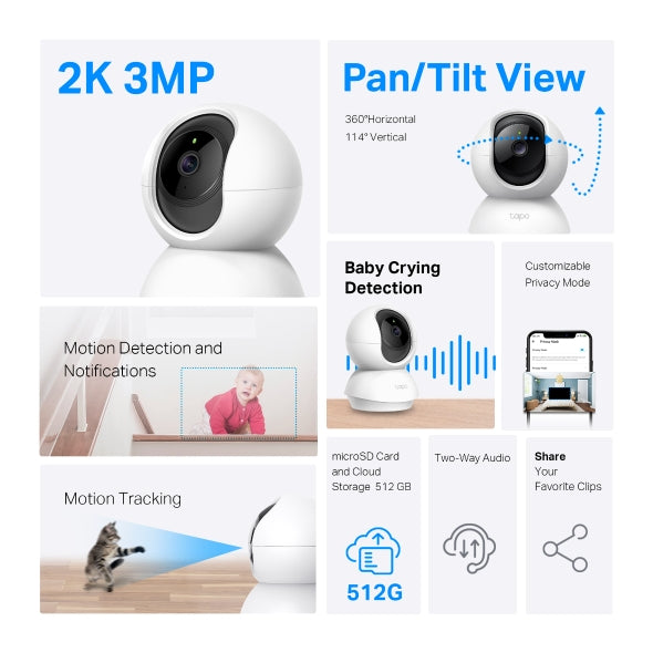 Tp-Link Wifi Camera Tapo C210 Pan/Tilt Home Security Wi-Fi Camera