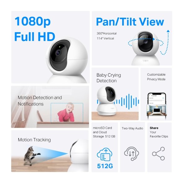 TP-Link Wi-Fi Camera Tapo C200C Pan/Tilt Home Security Wi-Fi Camera