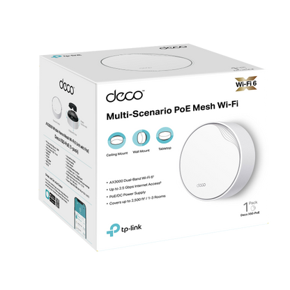 TP-Link Wi-Fi 6 PoE Deco X50-PoE AX3000 Dual Band Gigabit Whole Home Mesh WiFi 6 System with PoE (1 Pack)