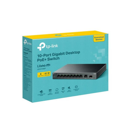 TP-Link LS1210GP 10-Port Gigabit Desktop Switch with 8-Port PoE+