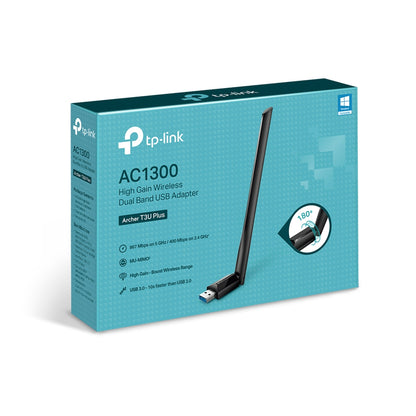 TP-Link Archer T3U Plus AC1300 High Gain Dual Band USB WiFi Adapter – 2.4/5GHz Wireless with MU-MIMO & External Antennas
