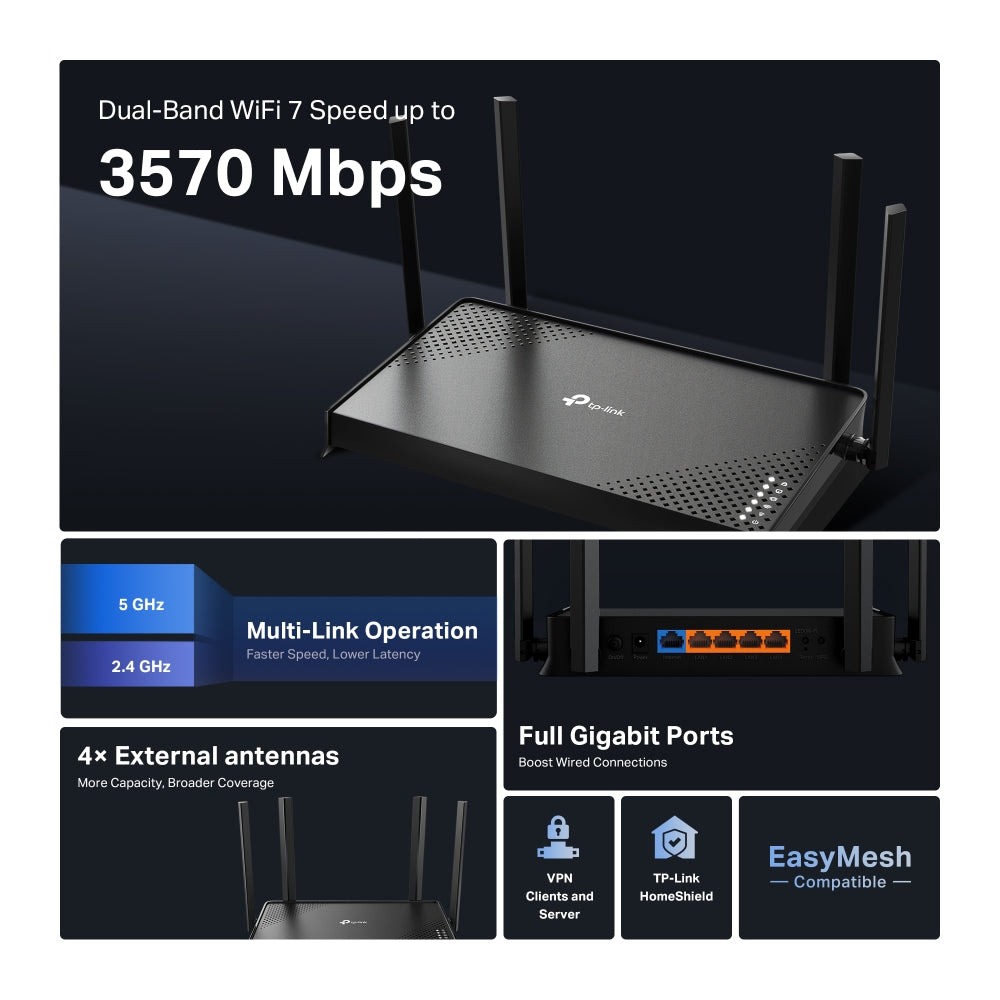 Archer BE220 BE3600 Dual-Band Wi-Fi 7 Router