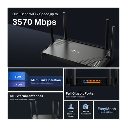 Archer BE220 BE3600 Dual-Band Wi-Fi 7 Router