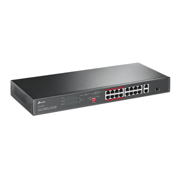 TP-Link Network Gigabit Desktop Switch TL-SL1218P 16-Port 2-Port Gigabit Rackmount Switch with 16-Port PoE+