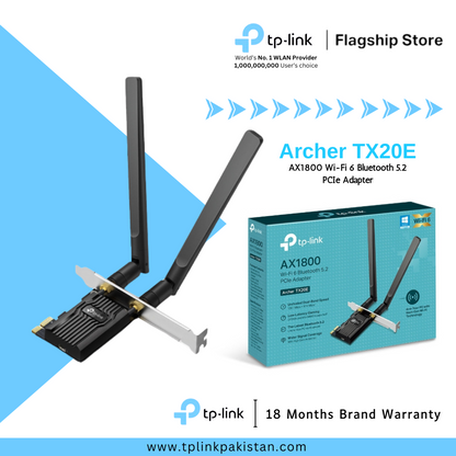 TP-Link Archer TX20E AX1800 Wi-Fi 6 Bluetooth 5.2 PCIe Adapter