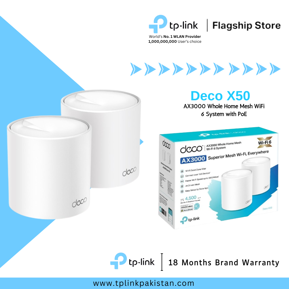 TP-Link Wi-Fi 6 Deco X50 AX3000 Dual Band Gigabit Whole Home Mesh WiFi 6 System (2 Pack)