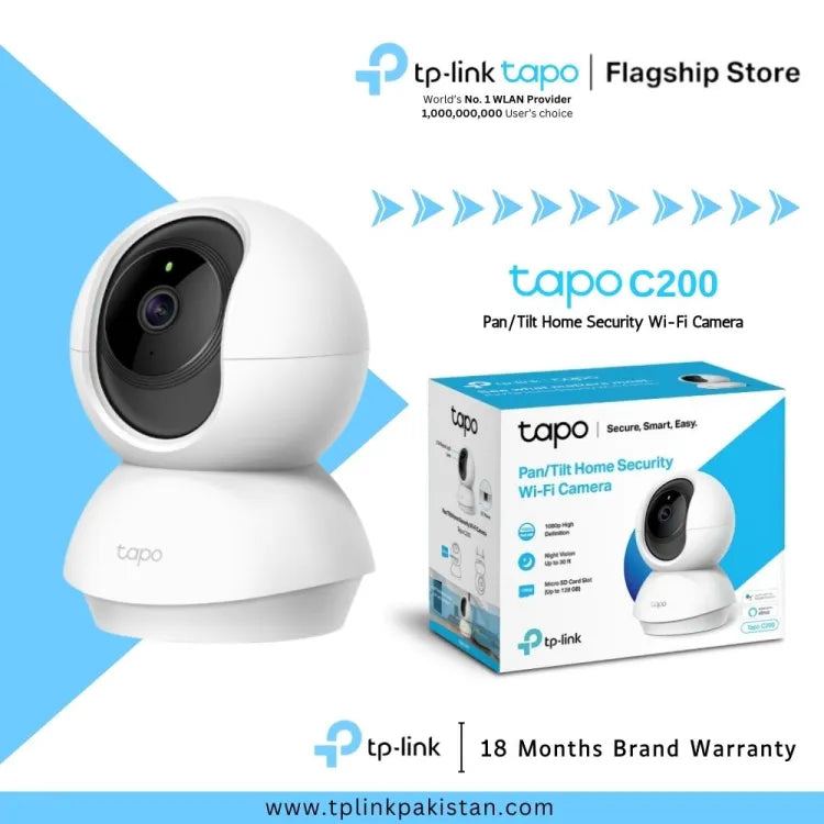 TP-Link Tapo C200 Pan-Tilt Wi-Fi Security Camera – 1080p Night Vision, Two-Way Audio