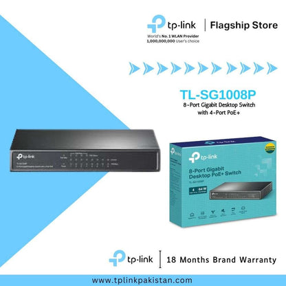 TP-Link TL-SG1008P 8-Port Gigabit Desktop Switch with 4-Port PoE+