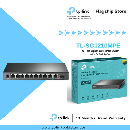 TP-Link Network Gigabit Desktop Switch TL-SG1210MPE 10-Port Gigabit Easy Smart Switch with 8-Port PoE+