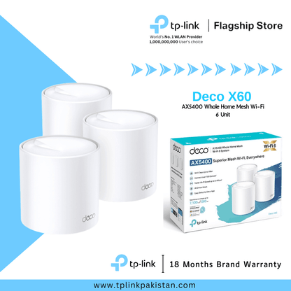 TP-Link Deco X60 AX5400 Whole Home Mesh Wi-Fi 6 System - 3-Pack