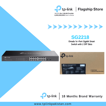 TP-Link Network Gigabit Desktop Switch TL-SG2218 JetStream 16-Port Gigabit Smart Switch with 2 SFP Slots