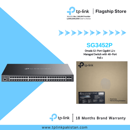 TP-Link Network Gigabit Desktop Switch TL-SG3452P JetStream 52-Port Gigabit L2+ Managed Switch with 48-Port PoE+
