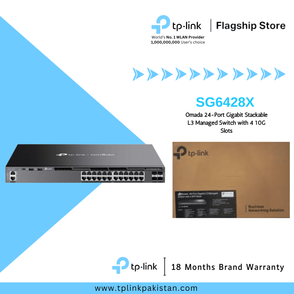 TP-Link Network Gigabit Desktop Switch SG6428X Omada 24-Port Gigabit Stackable L3 Managed Switch with 4 10G Slots