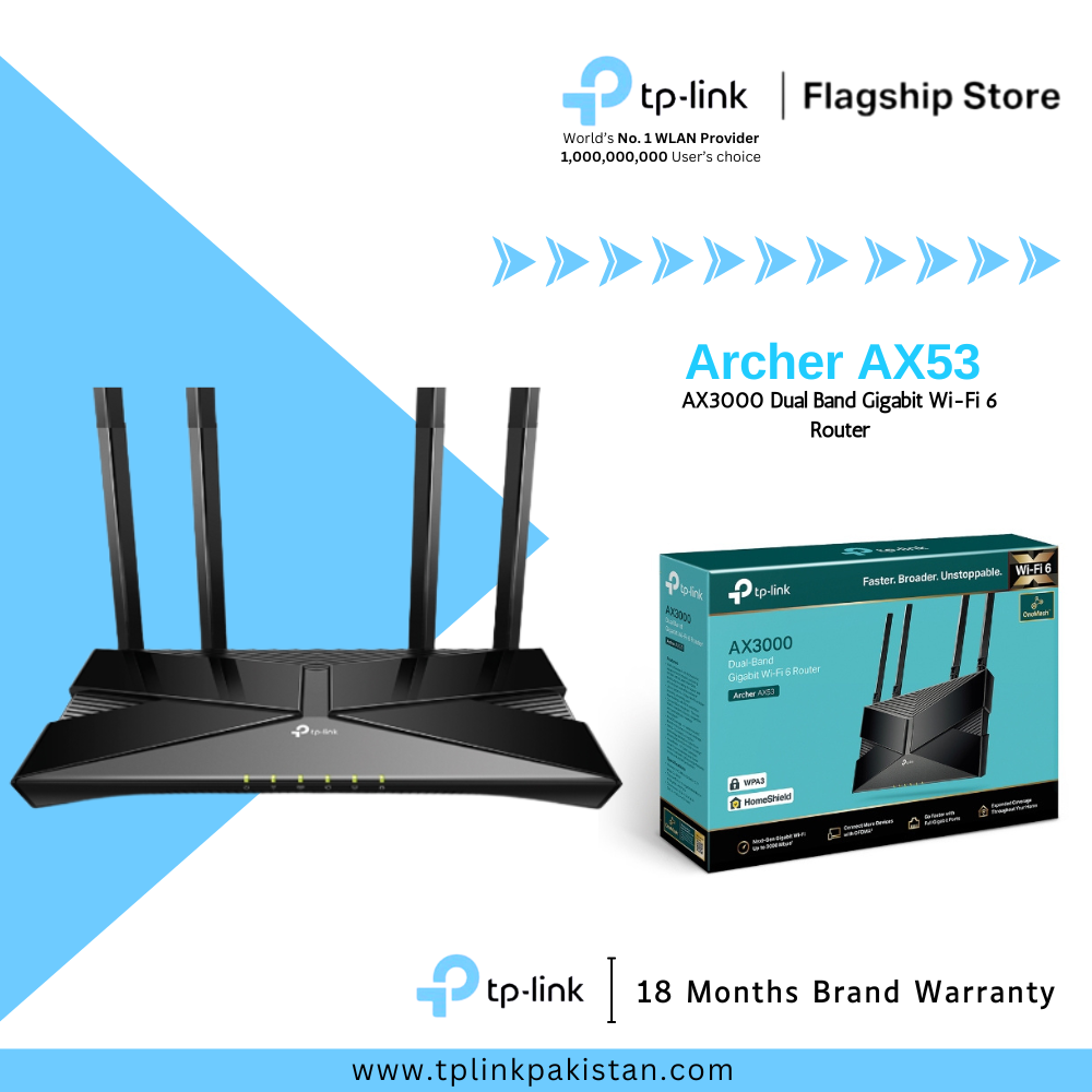 TP-Link Archer AX53 AX3000 Dual Band Gigabit Wi-Fi 6 Router OneMesh WPA3 HomeShield