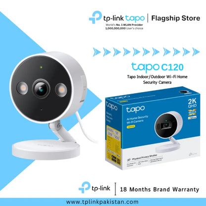 TP-Link Wi-Fi Camera Tapo C120 Tapo Indoor/Outdoor Wi-Fi Home Security Camera