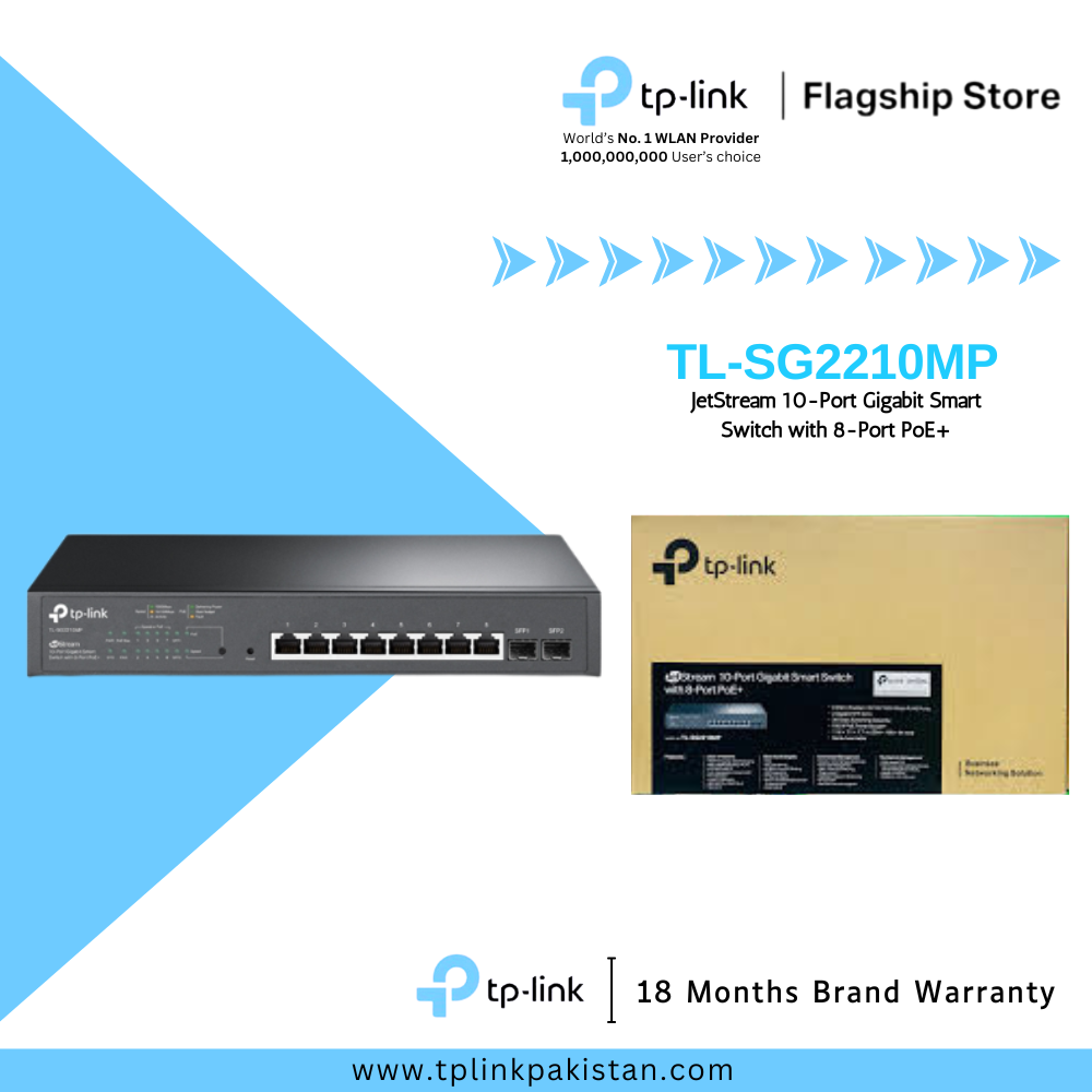 TP-Link Network PoE JetStream Gigabit Smart Switch TL-SG2210MP 10-Port 10/100/1000Mbps + 8-Port PoE