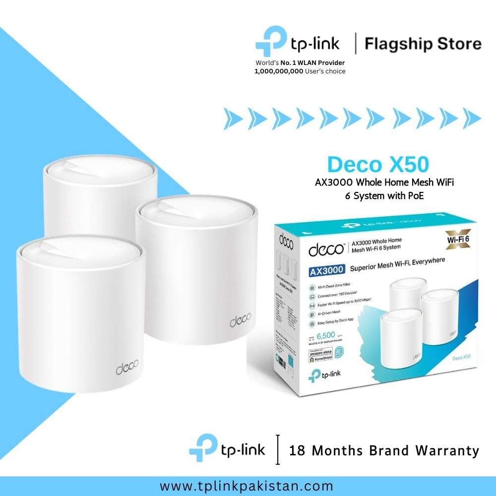 Deco X50 AX3000 Whole Home Mesh Wi-Fi 6 System (3 Pack)
