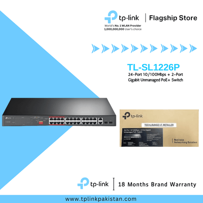 TP-Link Network PoE Gigabit TL-SL1226P 24-Port + 2-Port