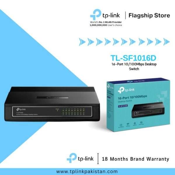 TP-LINK TL-SF1016D Unmanaged 10/100Mbps 16-Port Desktop Switch - Ver 7.0