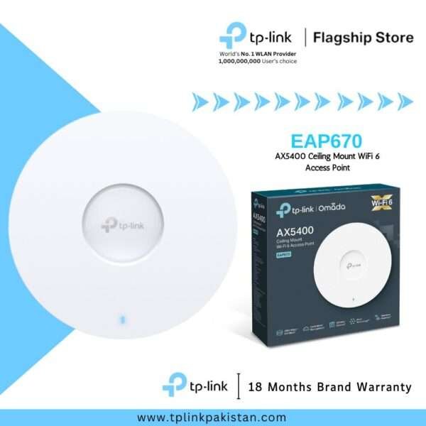 TP-Link EAP670 AX5400 Multi-Gigabit Ceiling Mount WiFi 6 Access Point - Omada Mesh