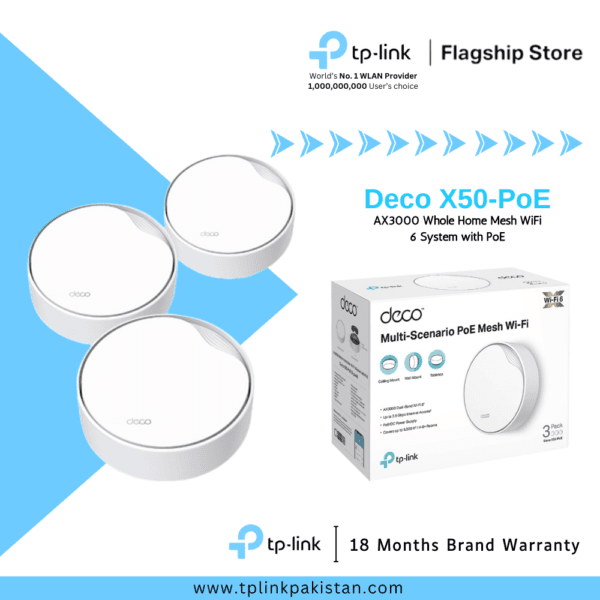 TP-Link Wi-Fi Deco X50-PoE AX3000 Whole Home Mesh WiFi 6 System with PoE