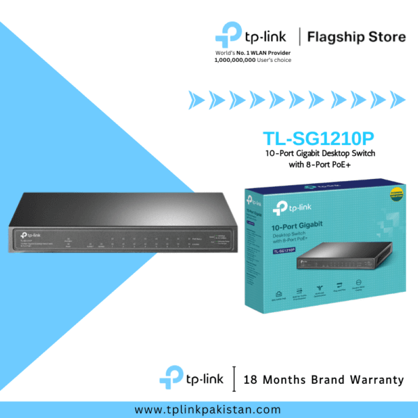 TP-Link TL-SG1210P 10-Port Gigabit Desktop Switch with 8-Port PoE+