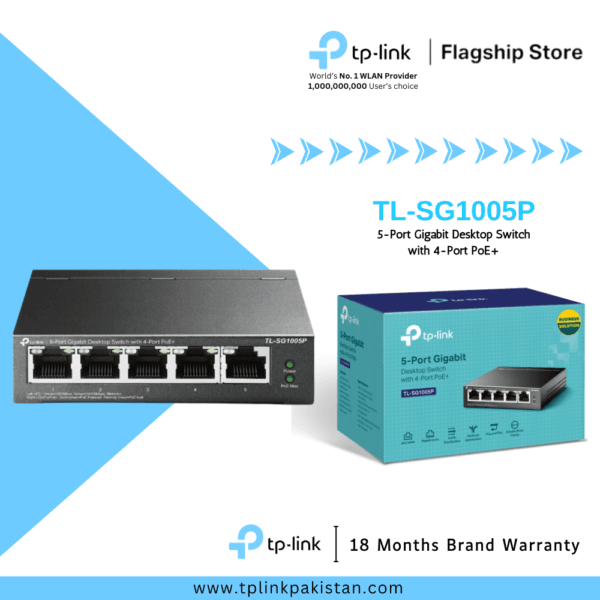 TP-Link Network Gigabit Desktop Switch TL-SG1005P 5-Port Gigabit Desktop Switch with 4-Port PoE+