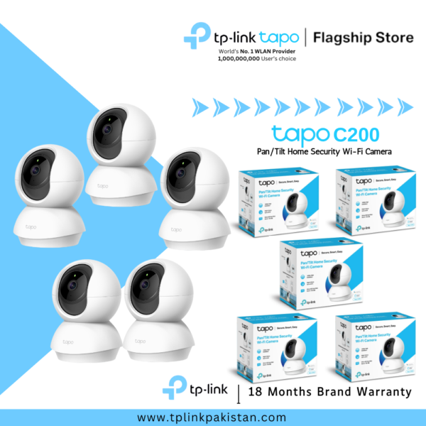 TP-Link Tapo C200 Pan/Tilt Home Security Wi-Fi Camera FHD 1080p (5 Pack)