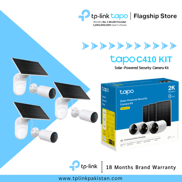 TP-Link Wi-Fi Camera Tapo C410 KIT (3 - Pack) Solar-Powered Security Camera Kit